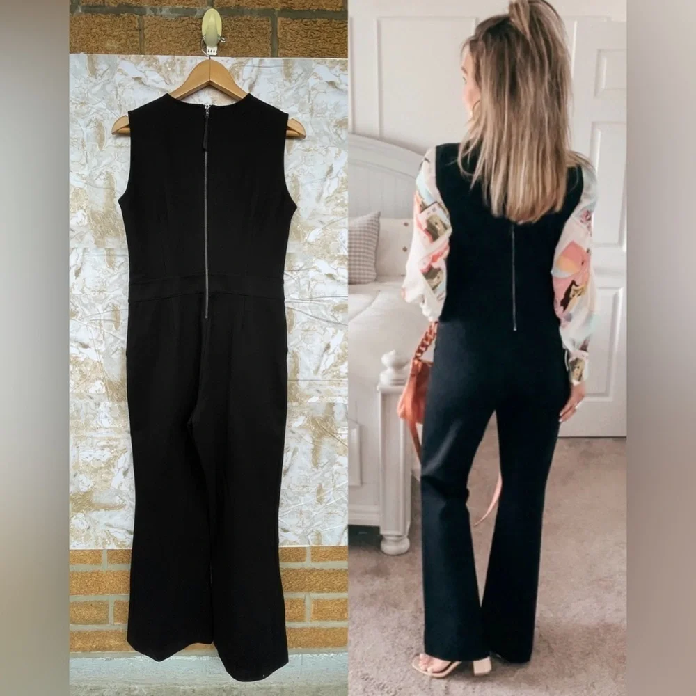 SPANX The Perfect Jumpsuit Sleeveless Back Zip Bootcut Leg Classic Black medium - Picture 4 of 15